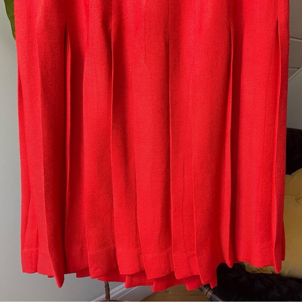 Vintage Christian Dior Separates Pleated Red Wool Blend Skirt Size 12 - Picture 5 of 15